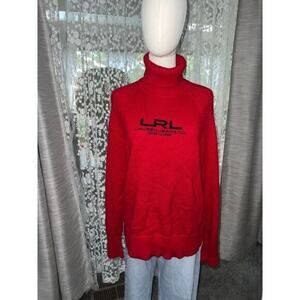 Vintage Ralph Lauren red turtleneck cotton sweater size XL‎